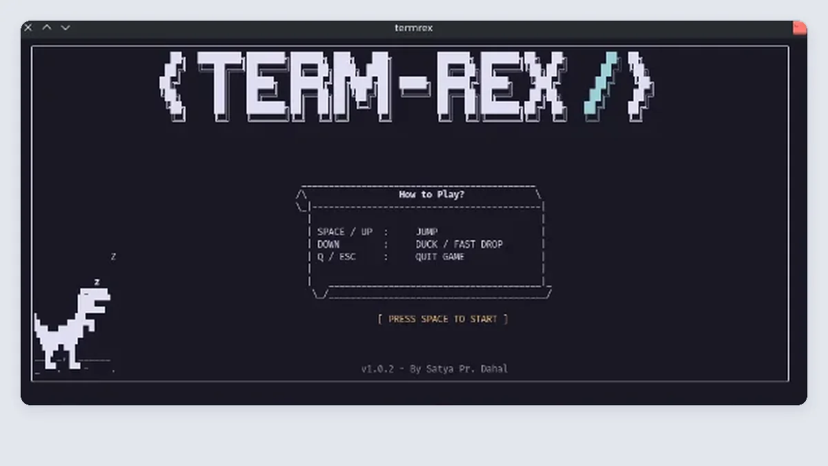 termrex title screen with a how-to-play box.
